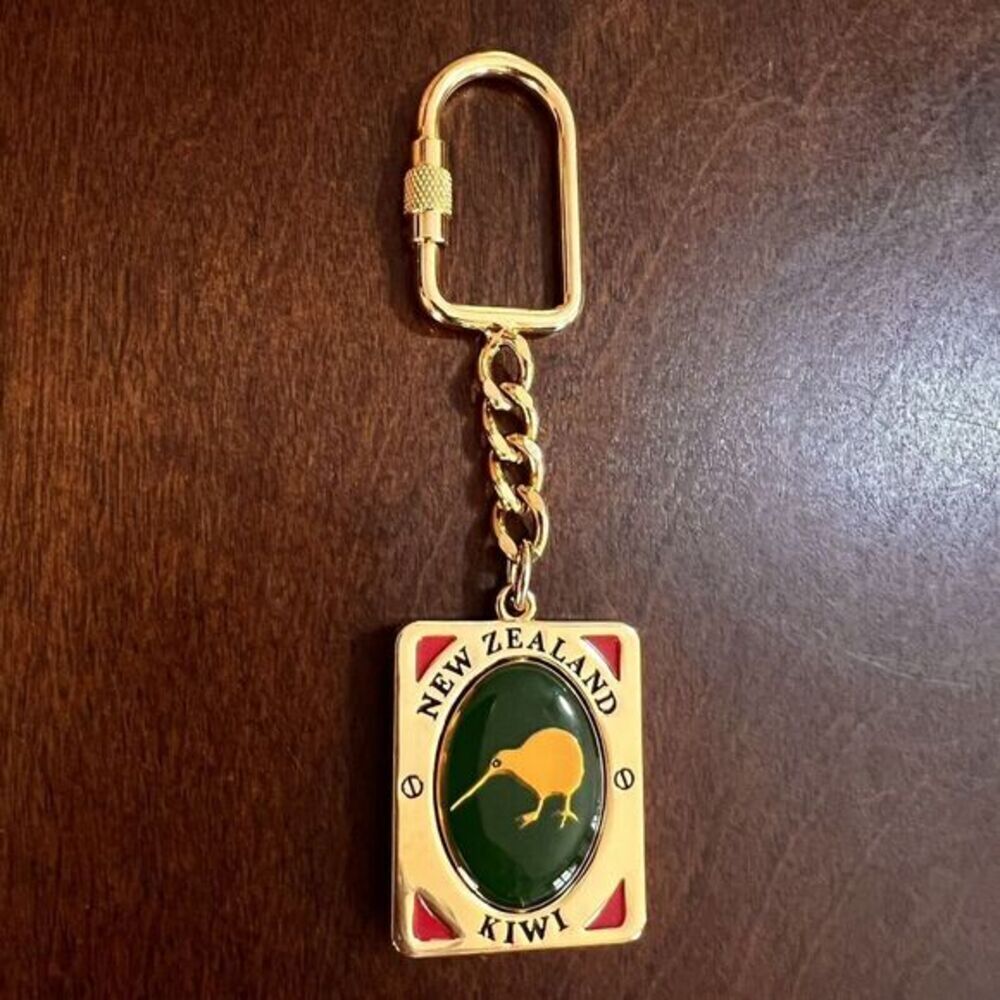 Vintage New Zealand Key Chain Gold Tone Kiwi Bird